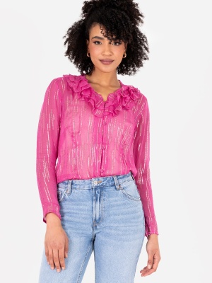 Lovedrobe Pink & Gold Button Down Blouse