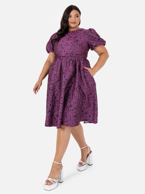Lovedrobe Luxe Floral Jacquard Skater Dress with Keyhole Detail - Wholesale Pack
